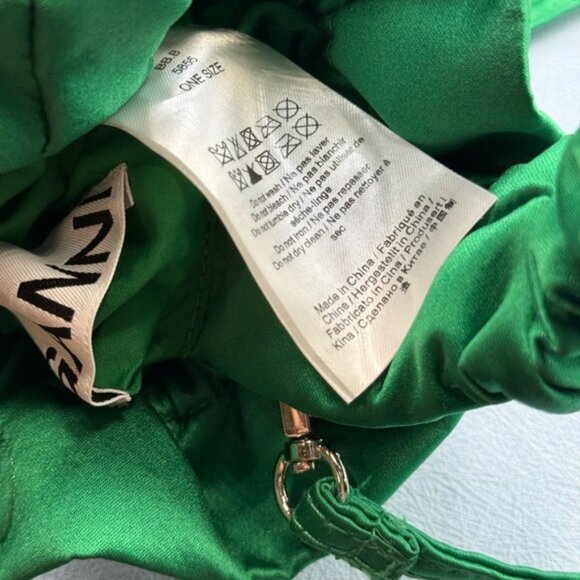🆕 GANNI 🧿 NWOT Emerald Green Satin Pouch Bag - Top Handle & Crossbody Strap - Picture 13 of 15